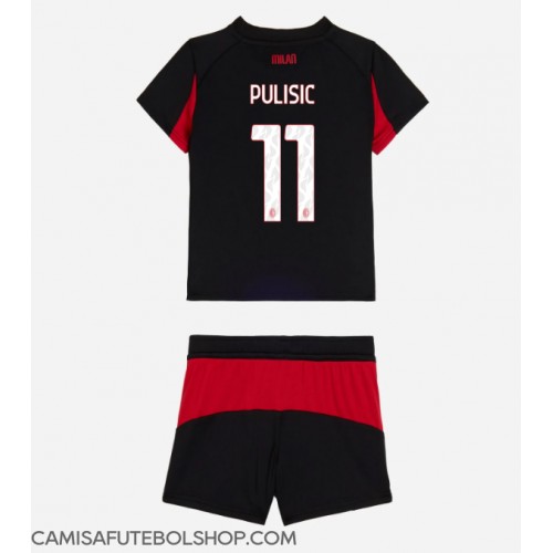 Camisa de time de futebol AC Milan Christian Pulisic #11 Replicas 1º Equipamento Infantil 2025-26 Manga Curta (+ Calças curtas)